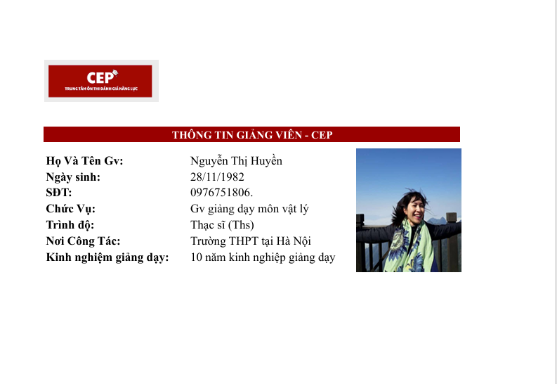 Cô giáo Nguyễn Thị Huyền
