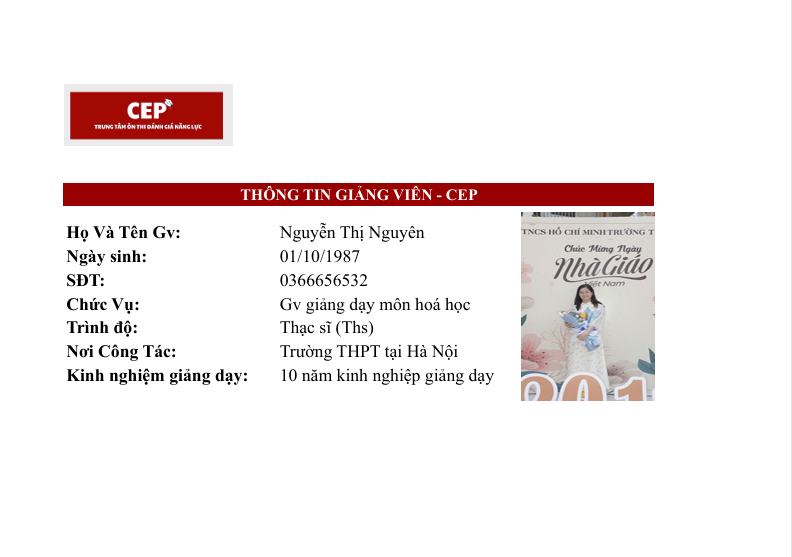 Cô giáo Nguyễn Thị Nguyên