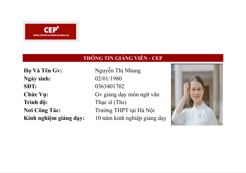 Cô giáo Nguyễn Thị Nhung